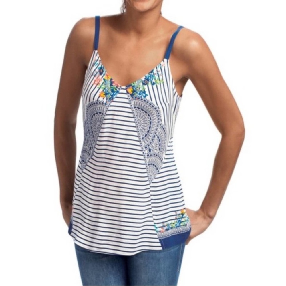 Cabi Harlow Mixed Floral Print Boho Spaghetti Strap Tank Top Womens Size Medium